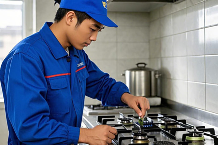 青岛黄岛区燃气灶清洗服务电话:解决火力减弱、异味、油污堵塞问题
