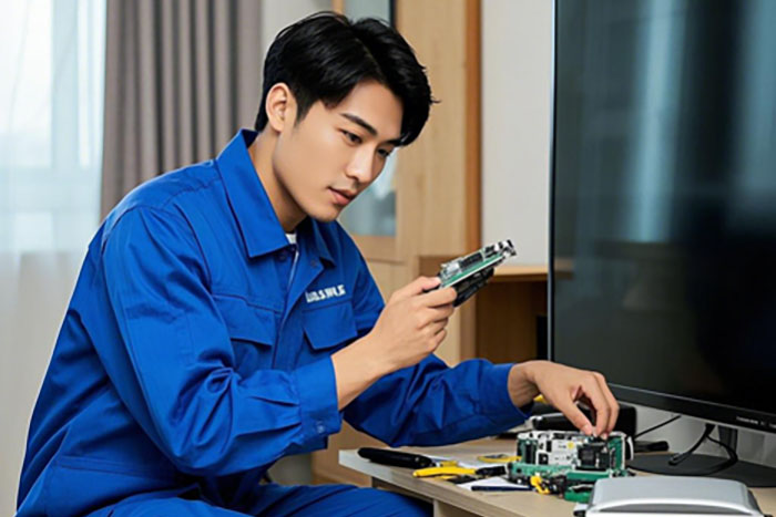 潍坊市电视上门维修师傅:解决无法开机、画面断裂问题